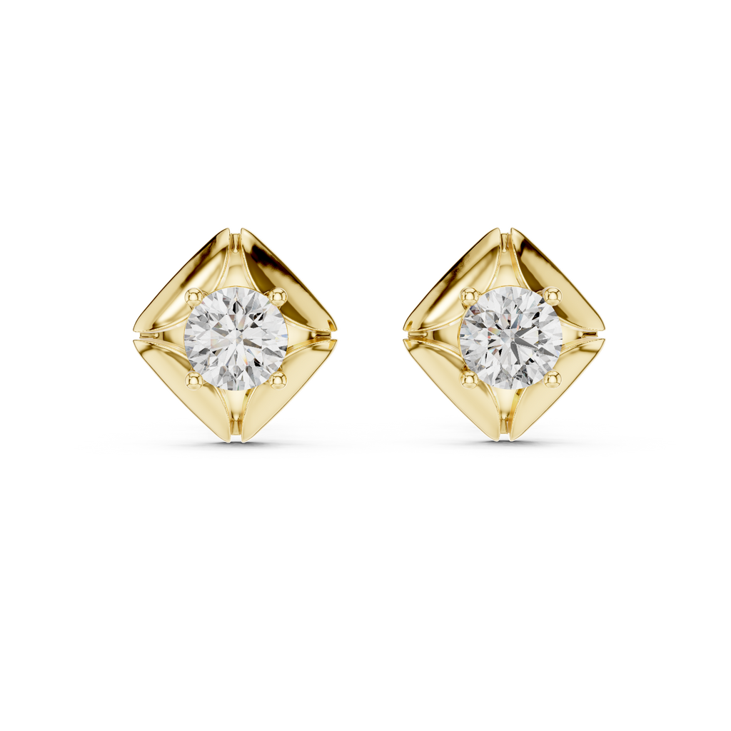 Round Diamond Star Stud Earrings