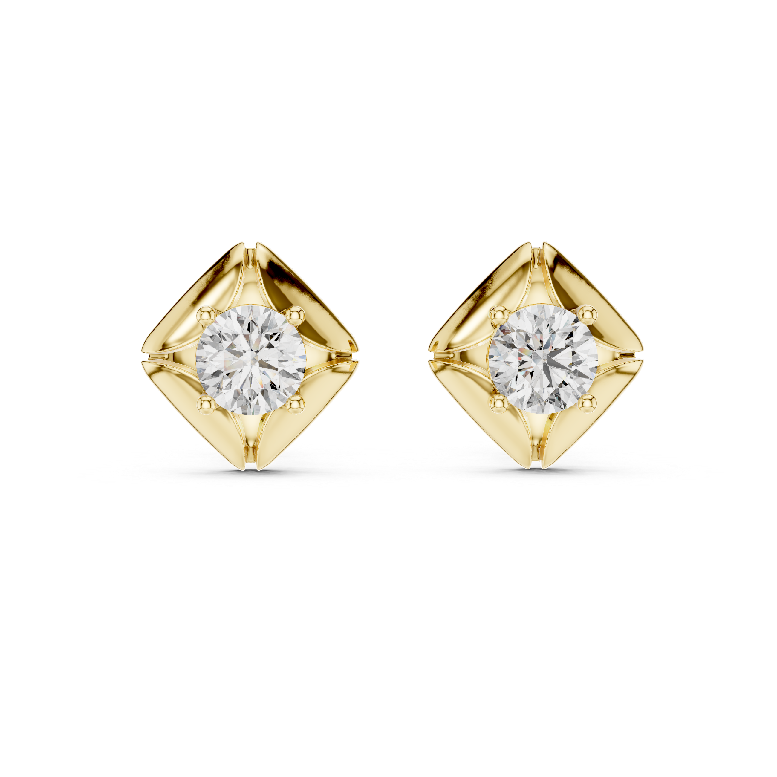 Round Diamond Star Stud Earrings