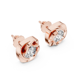 Round Diamond Swirl Frame Stud Earrings
