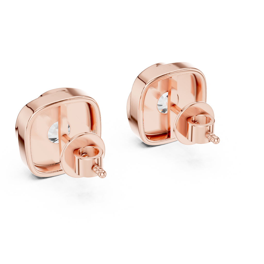 Round Diamond Swirl Frame Stud Earrings