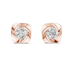 Round Diamond Swirl Frame Stud Earrings