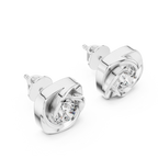 Round Diamond Swirl Frame Stud Earrings