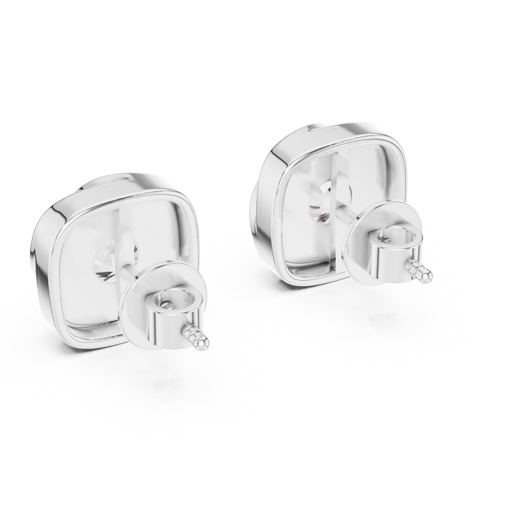 Round Diamond Swirl Frame Stud Earrings