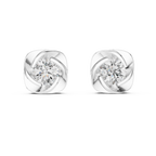 Round Diamond Swirl Frame Stud Earrings