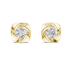 Round Diamond Swirl Frame Stud Earrings
