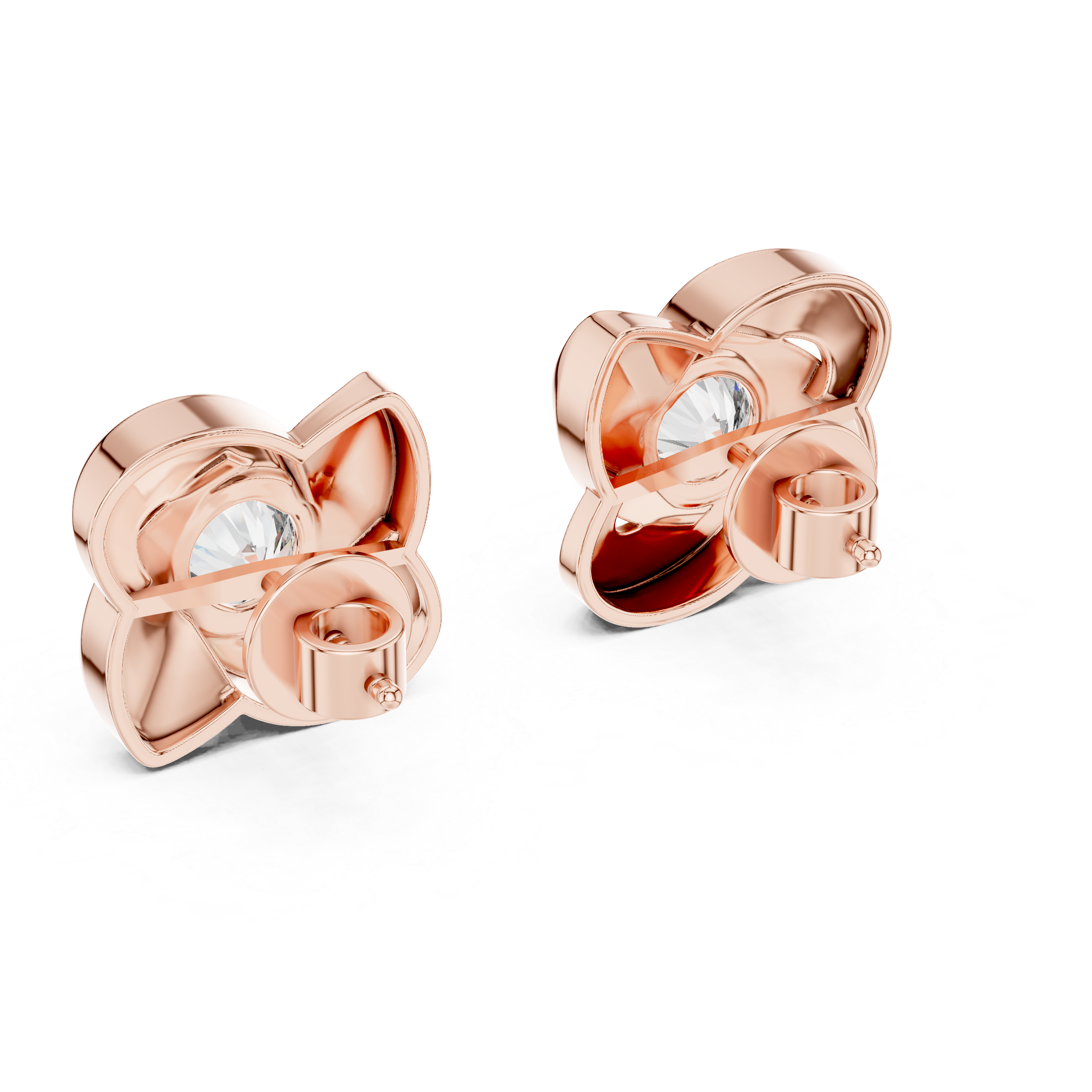 Round Diamond Swirl Knot Stud Earrings