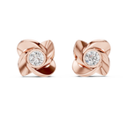 Round Diamond Swirl Knot Stud Earrings