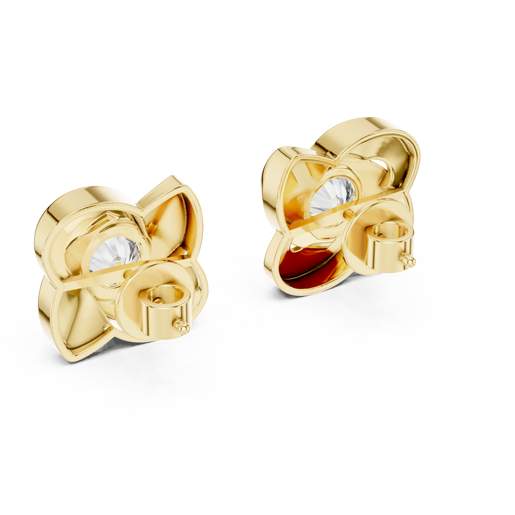 Round Diamond Swirl Knot Stud Earrings
