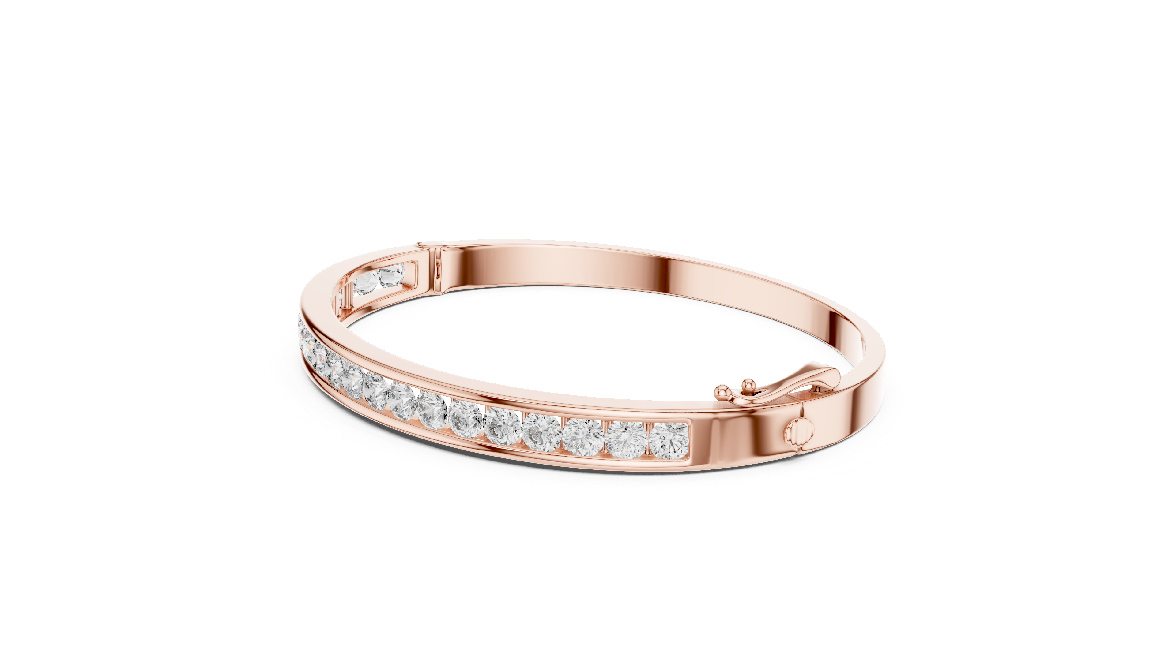 Round Diamond Channel Set Bangle Bracelet