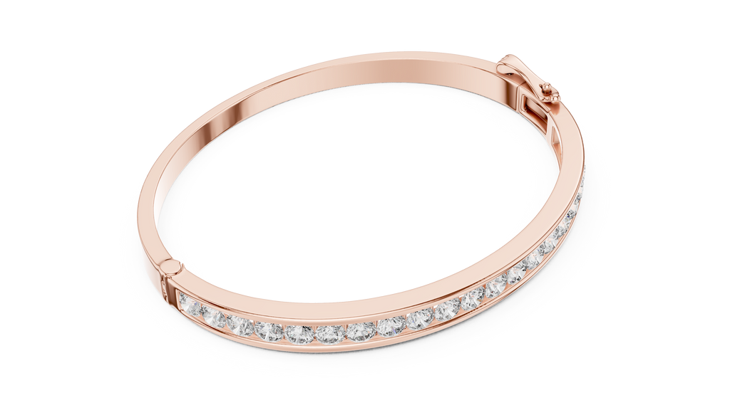 Round Diamond Channel Set Bangle Bracelet