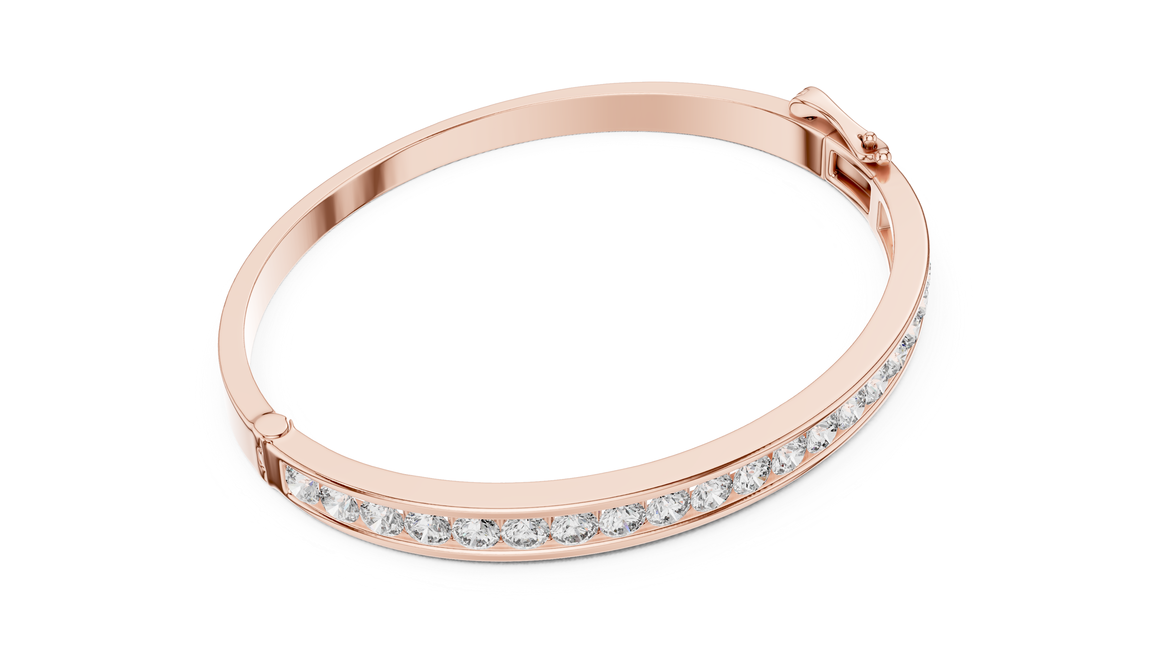 Round Diamond Channel Set Bangle Bracelet