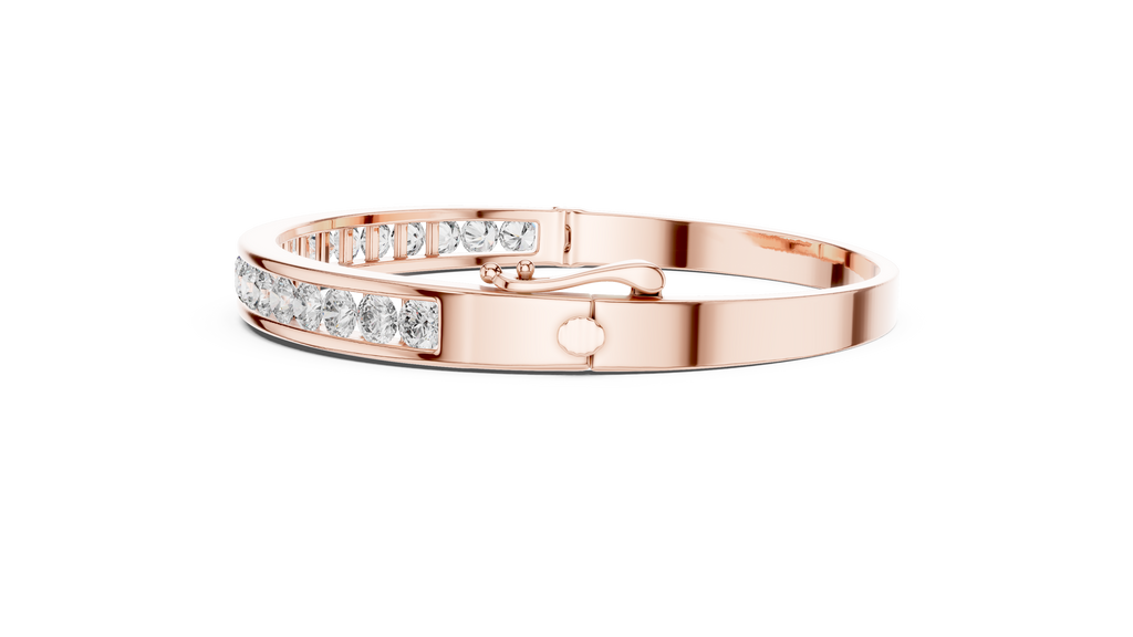 Round Diamond Channel Set Bangle Bracelet