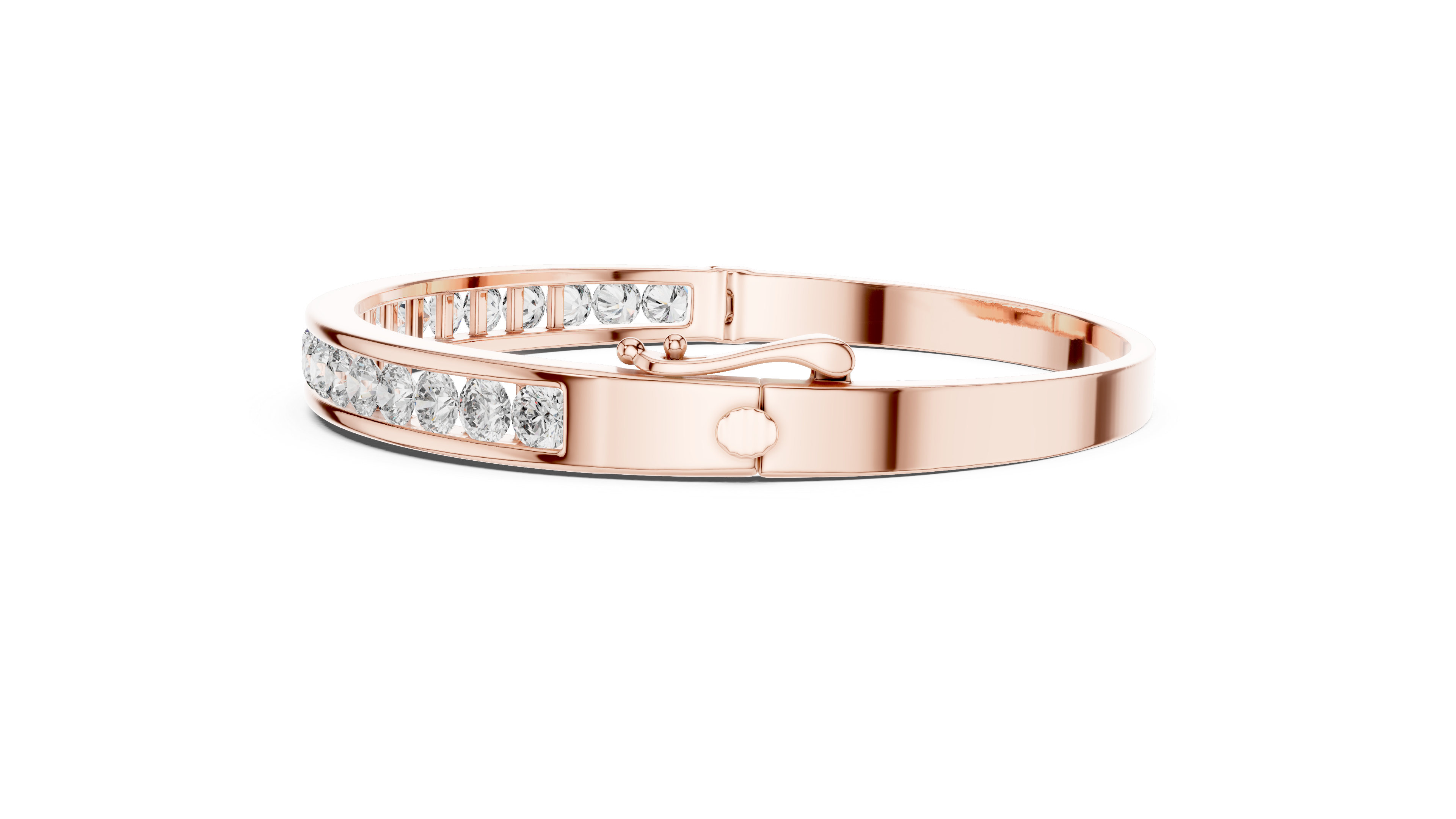 Round Diamond Channel Set Bangle Bracelet