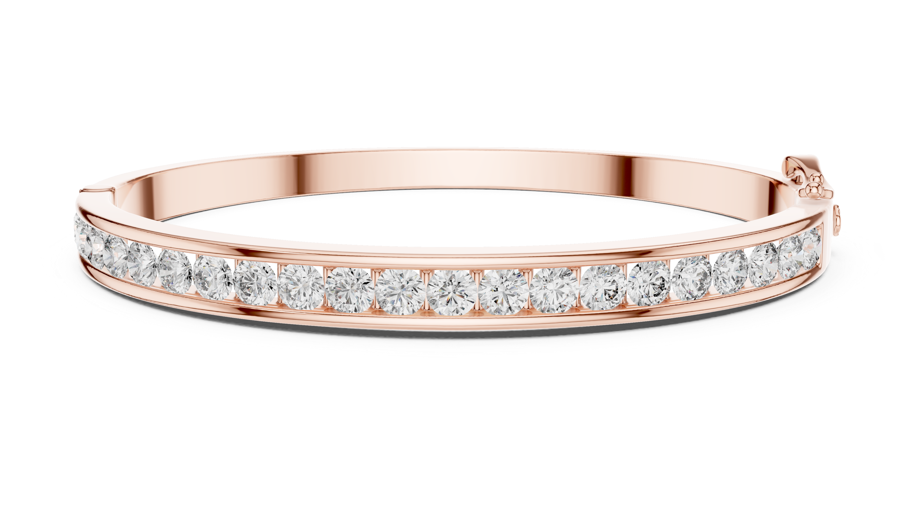Round Diamond Channel Set Bangle Bracelet