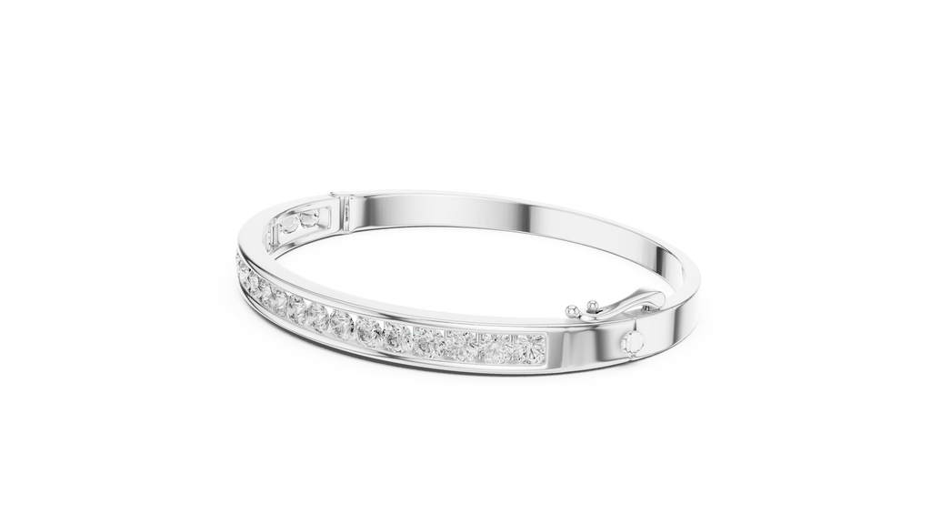 Round Diamond Channel Set Bangle Bracelet