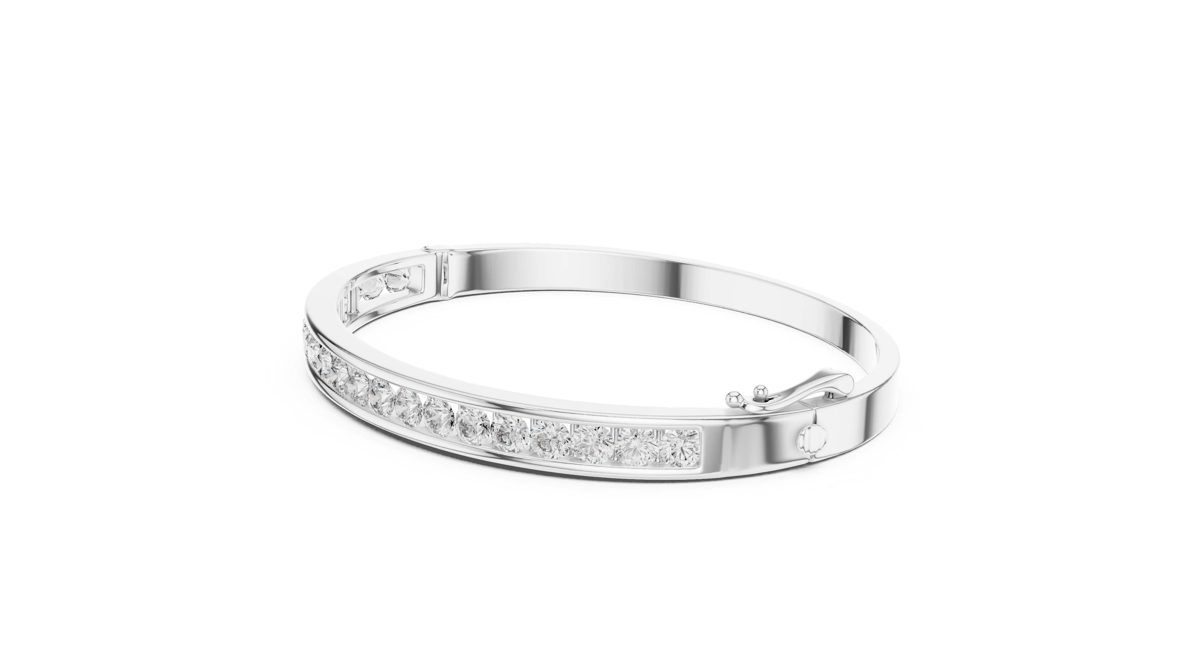 Round Diamond Channel Set Bangle Bracelet