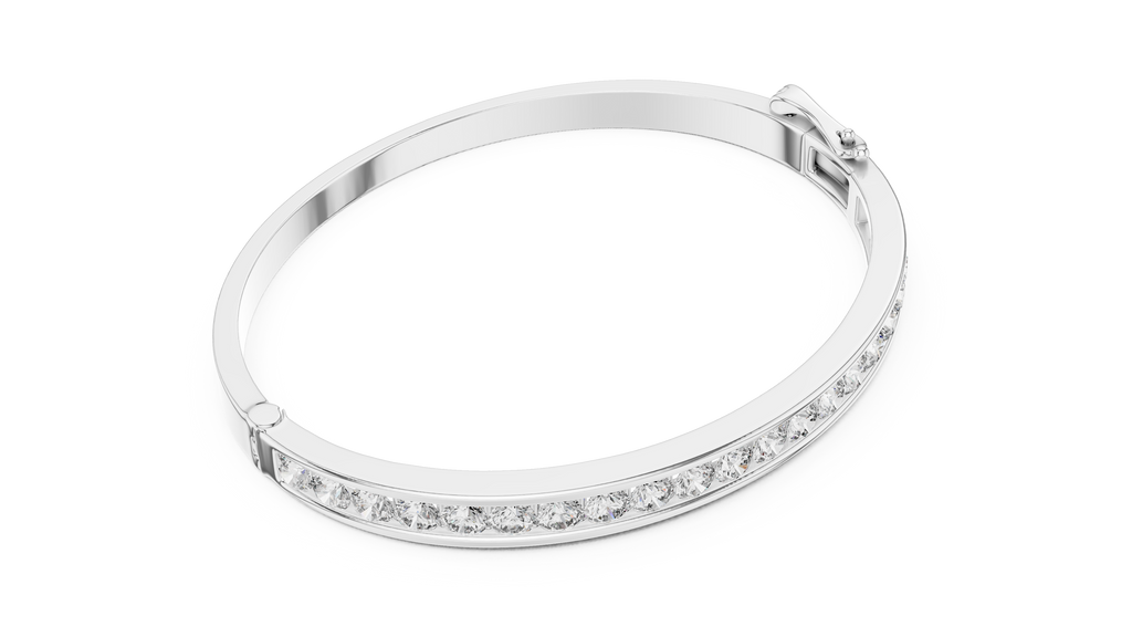 Round Diamond Channel Set Bangle Bracelet