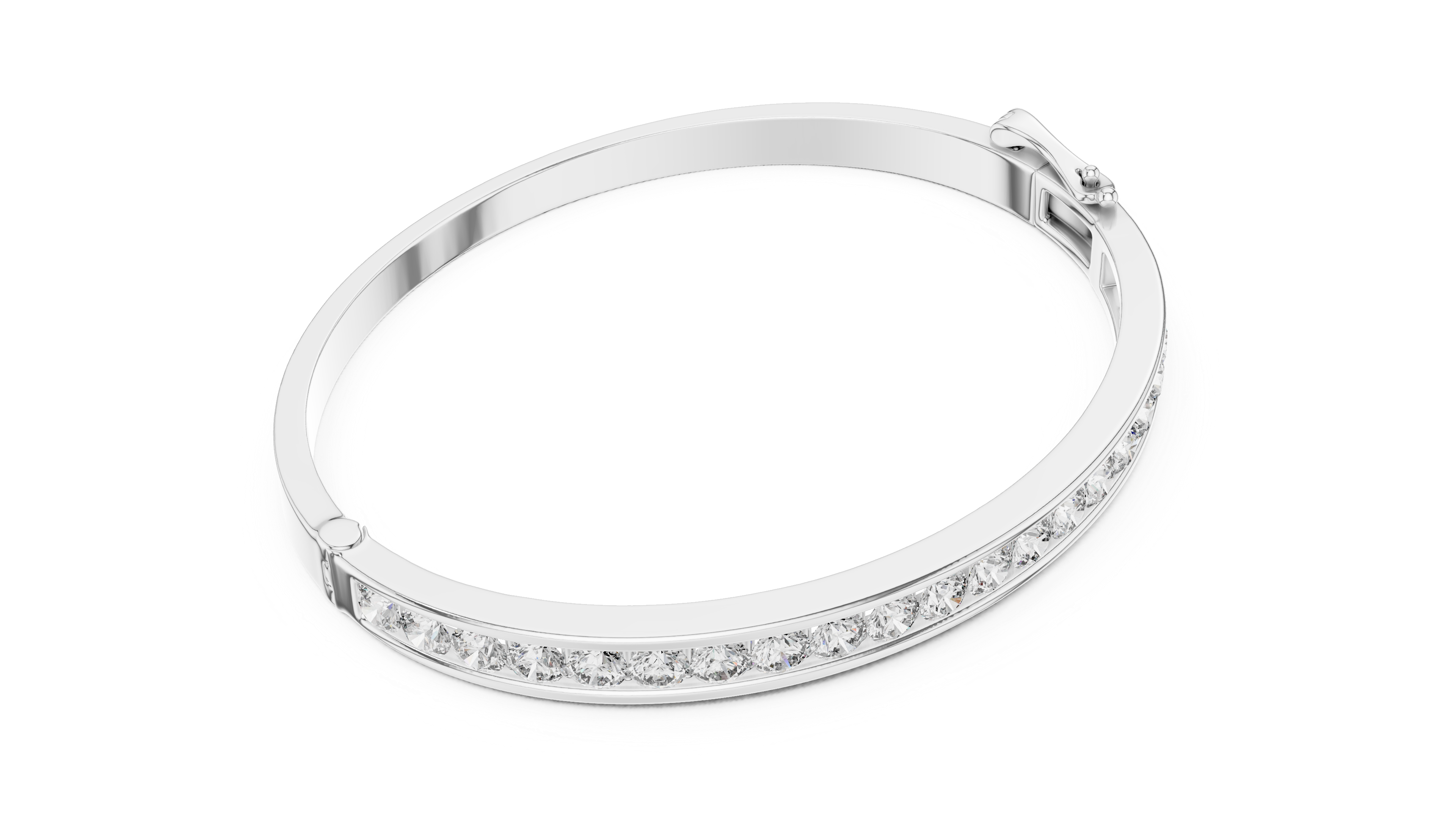 Round Diamond Channel Set Bangle Bracelet