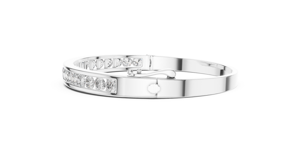 Round Diamond Channel Set Bangle Bracelet