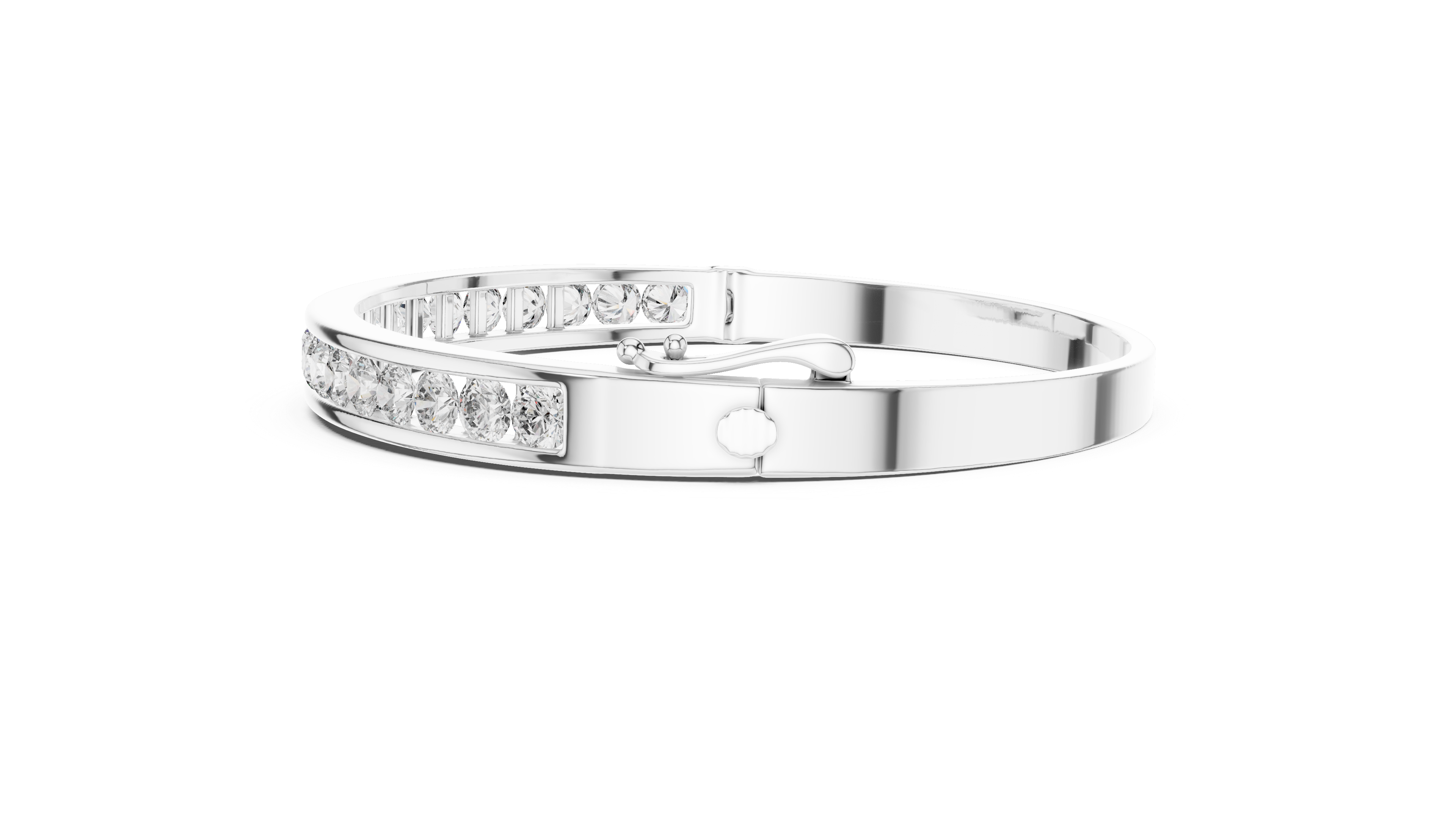 Round Diamond Channel Set Bangle Bracelet