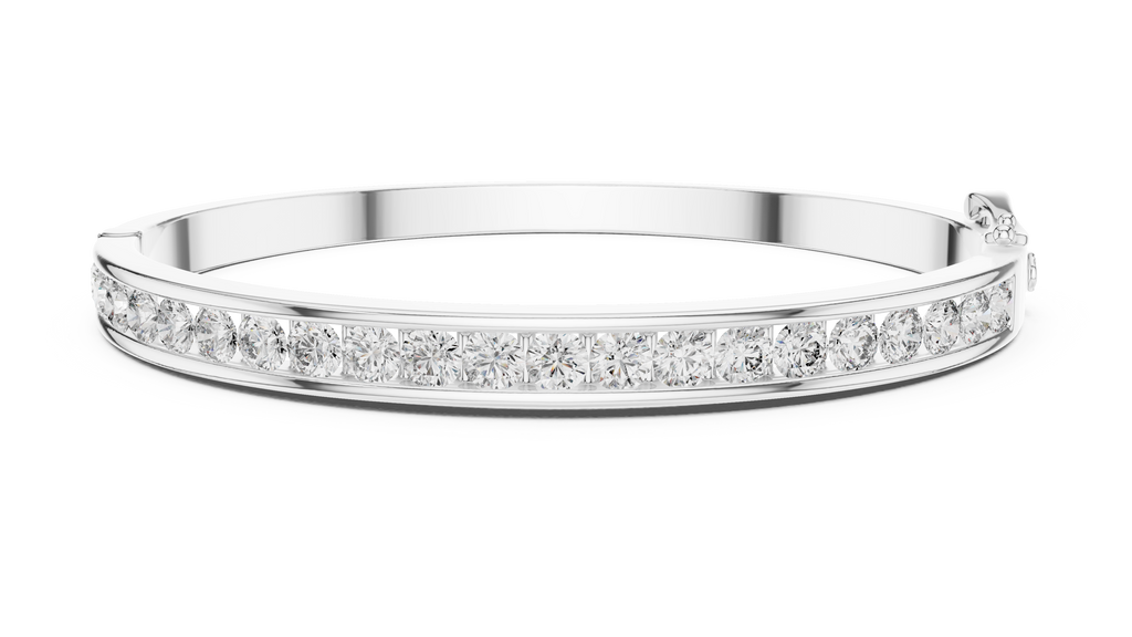 Round Diamond Channel Set Bangle Bracelet