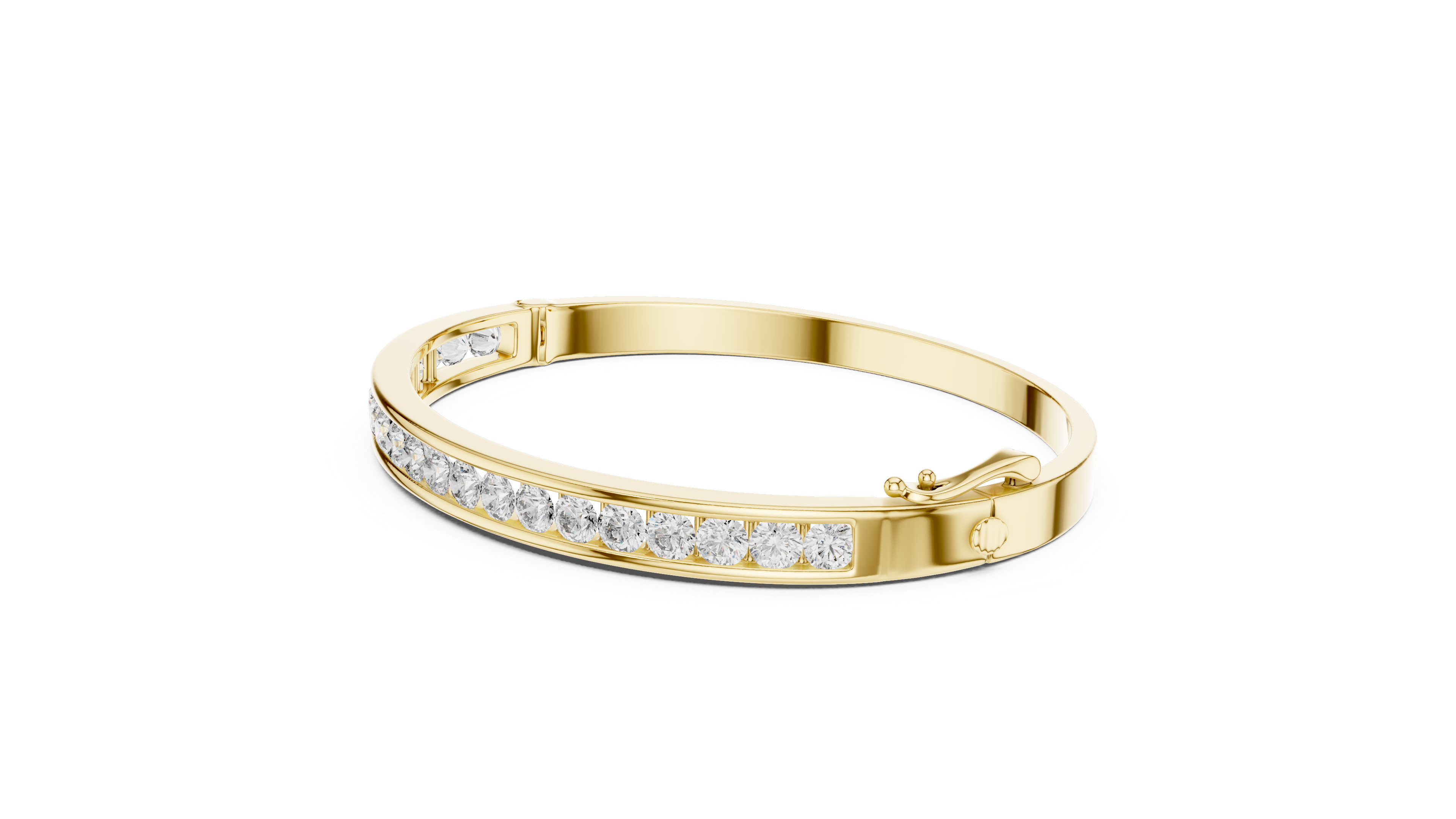 Round Diamond Channel Set Bangle Bracelet