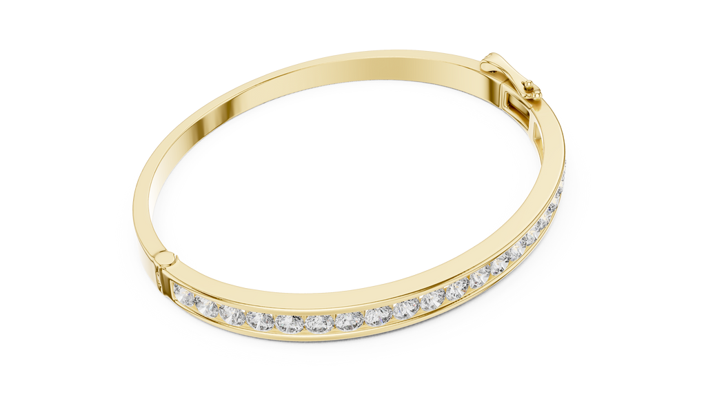 Round Diamond Channel Set Bangle Bracelet