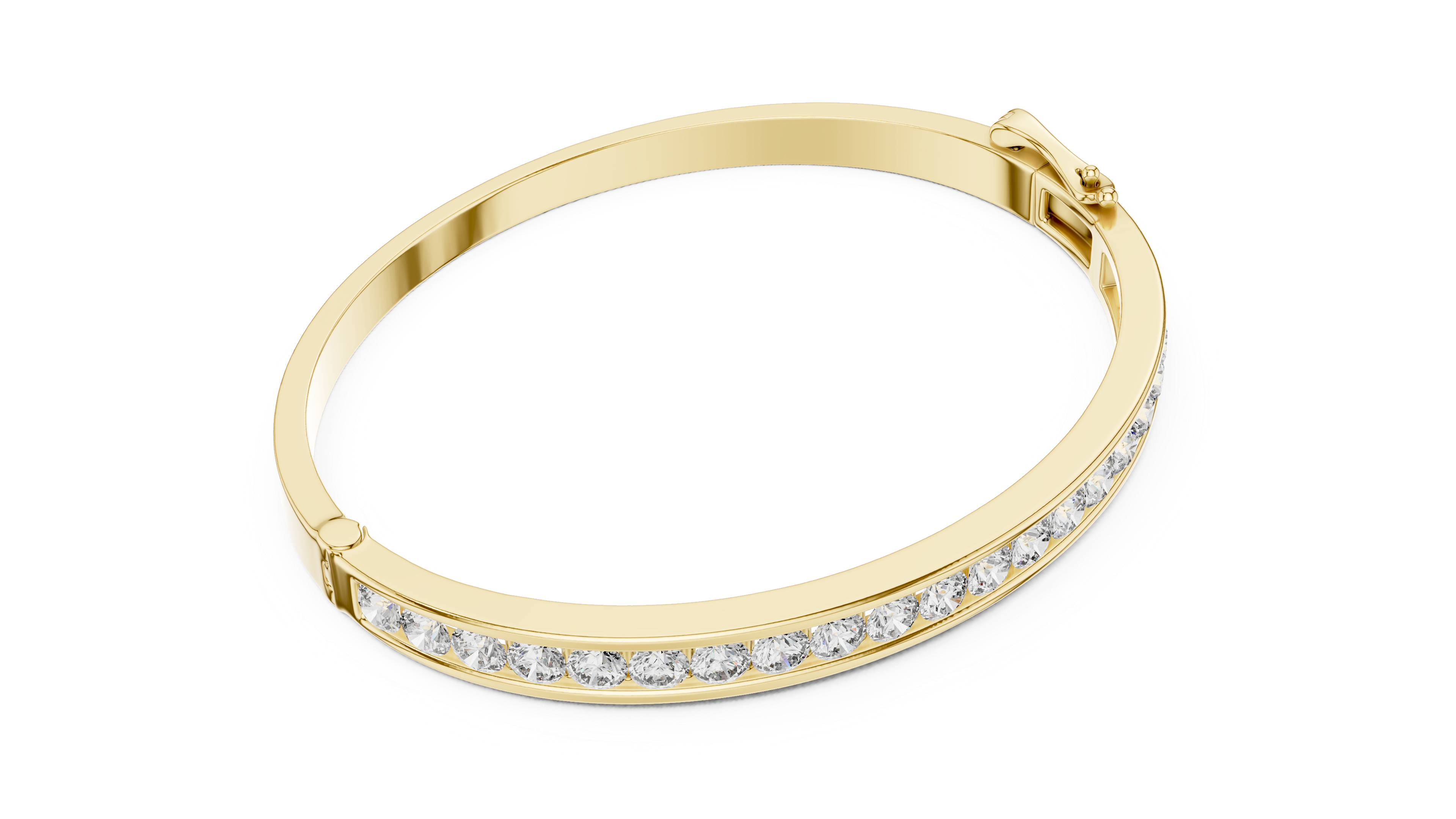 Round Diamond Channel Set Bangle Bracelet