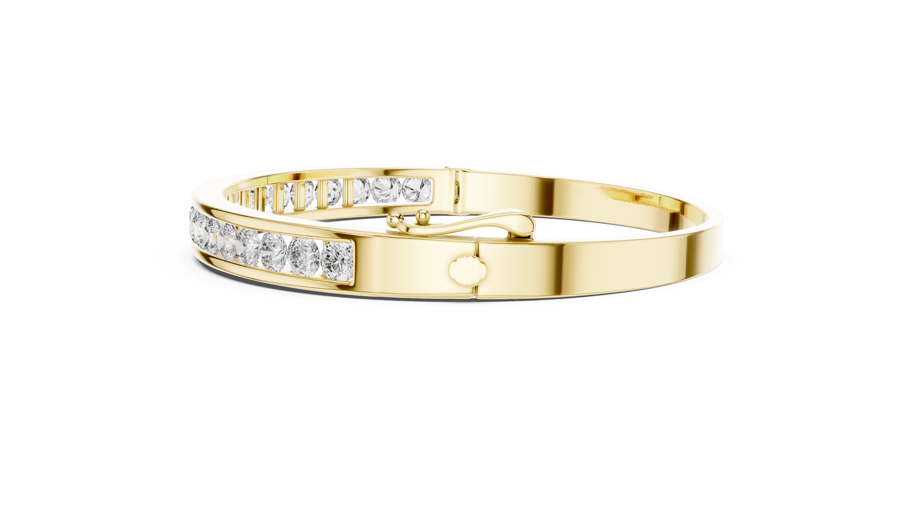 Round Diamond Channel Set Bangle Bracelet