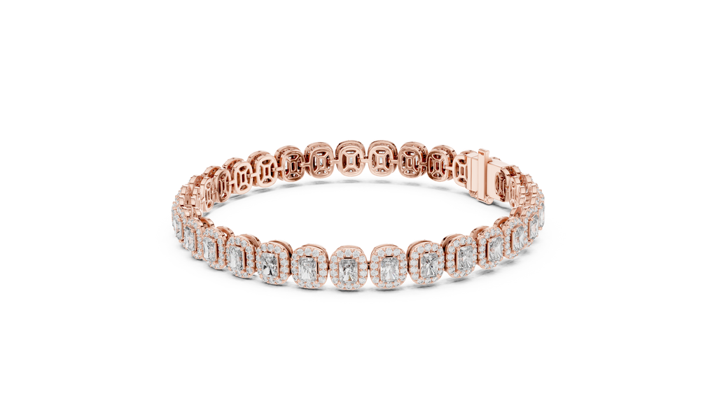 Radiant Cut Diamond Halo Tennis Bracelet