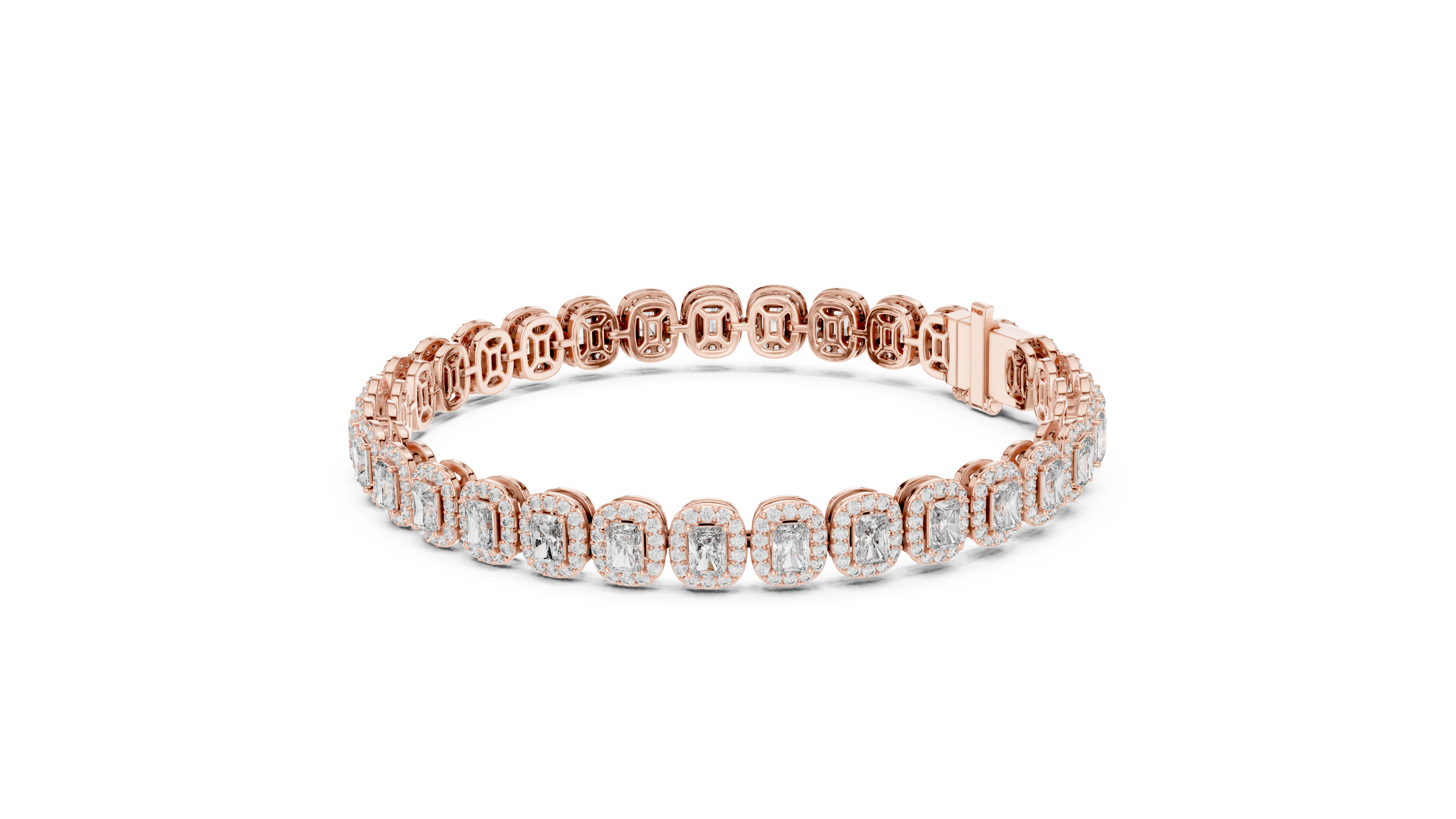 Radiant Cut Diamond Halo Tennis Bracelet