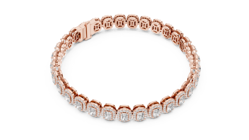 Radiant Cut Diamond Halo Tennis Bracelet
