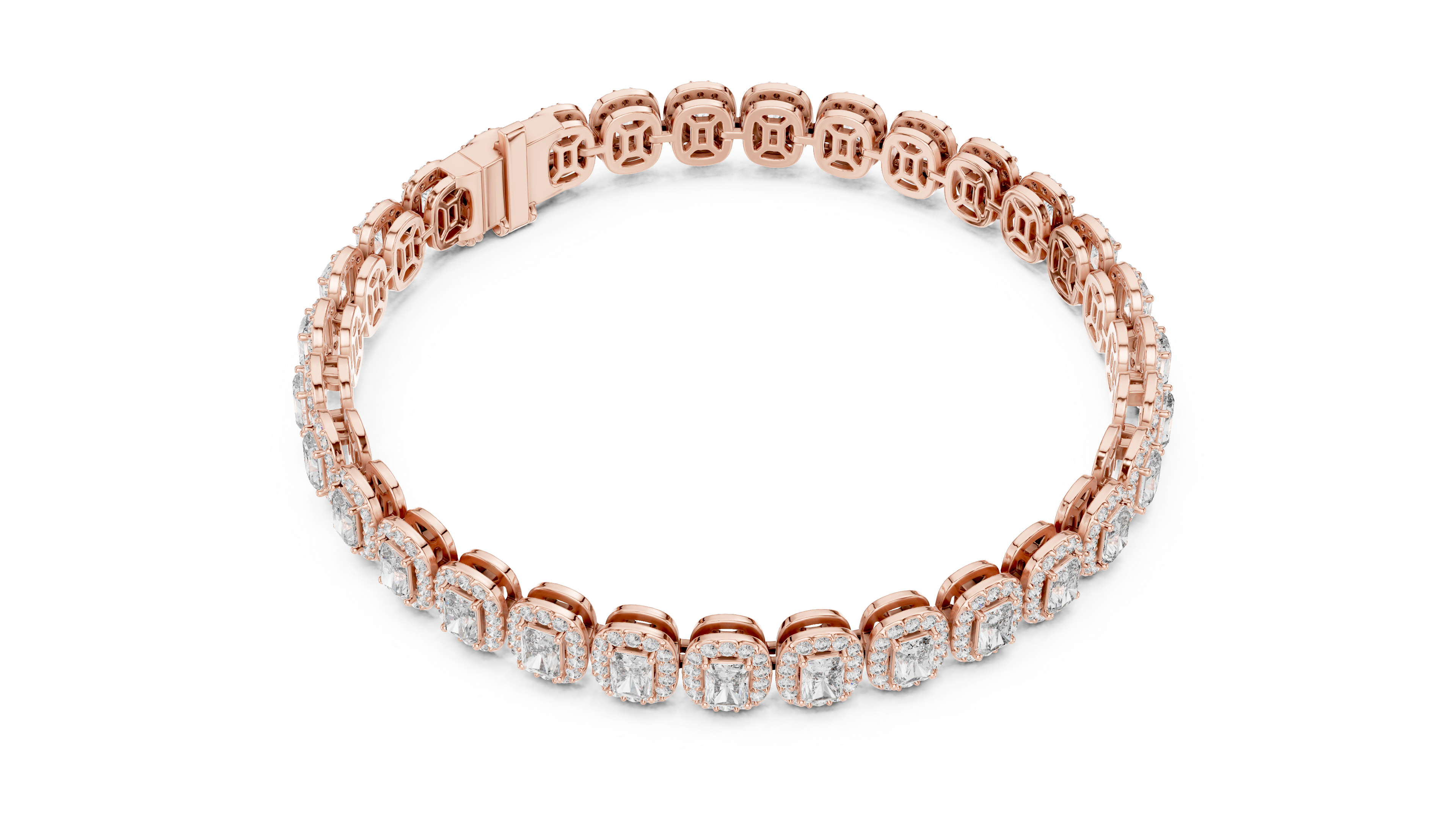 Radiant Cut Diamond Halo Tennis Bracelet