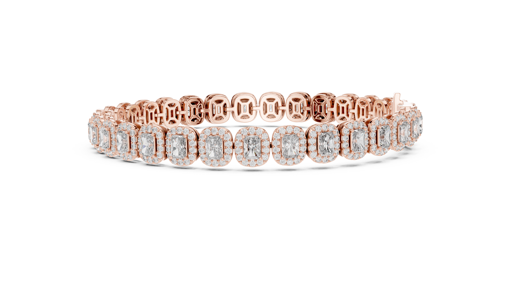 Radiant Cut Diamond Halo Tennis Bracelet