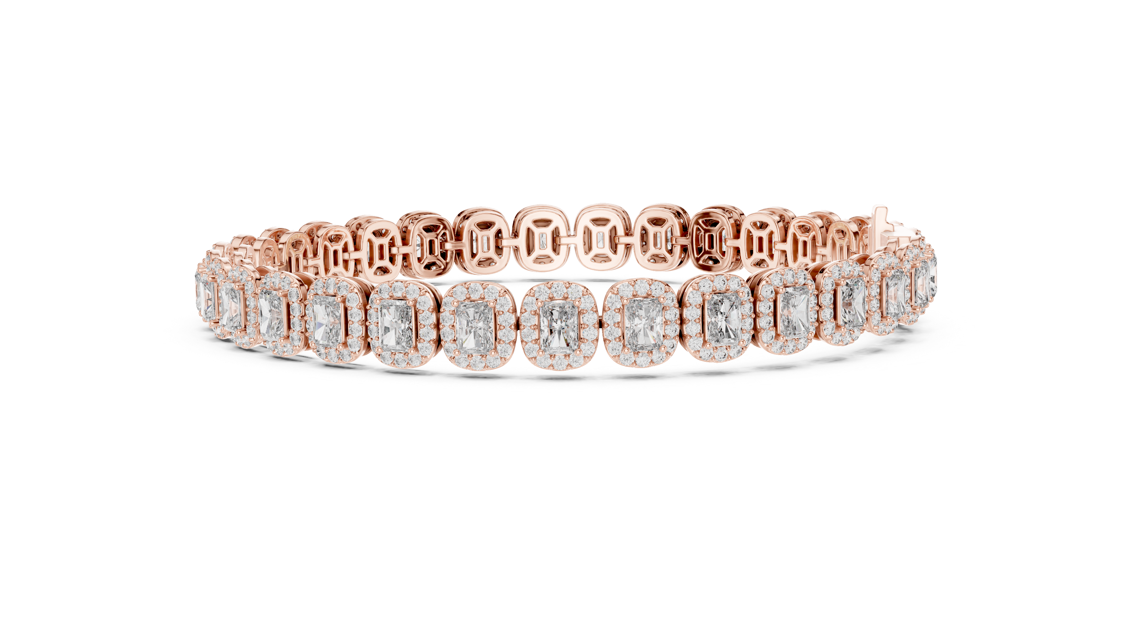 Radiant Cut Diamond Halo Tennis Bracelet