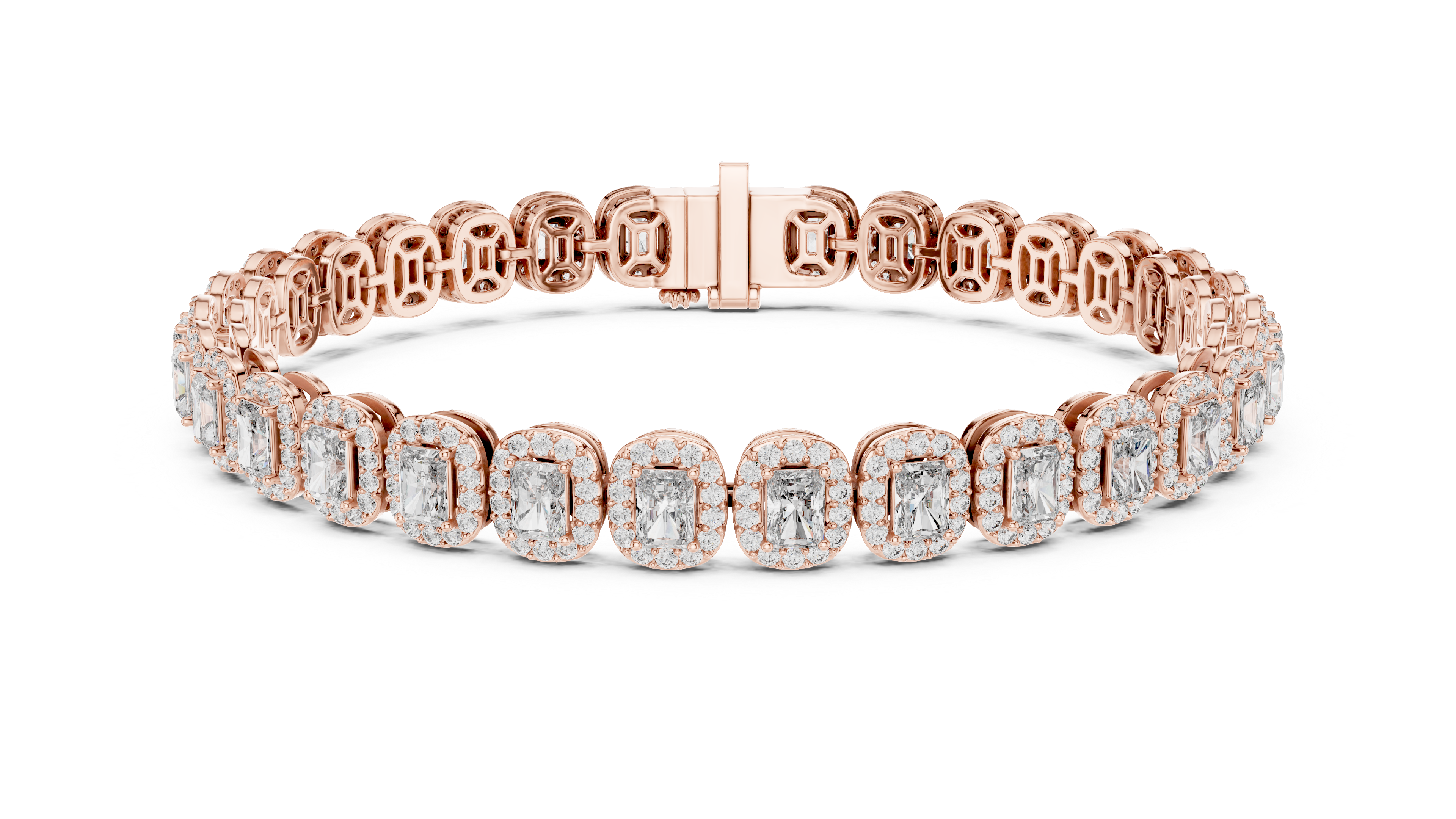 Radiant Cut Diamond Halo Tennis Bracelet