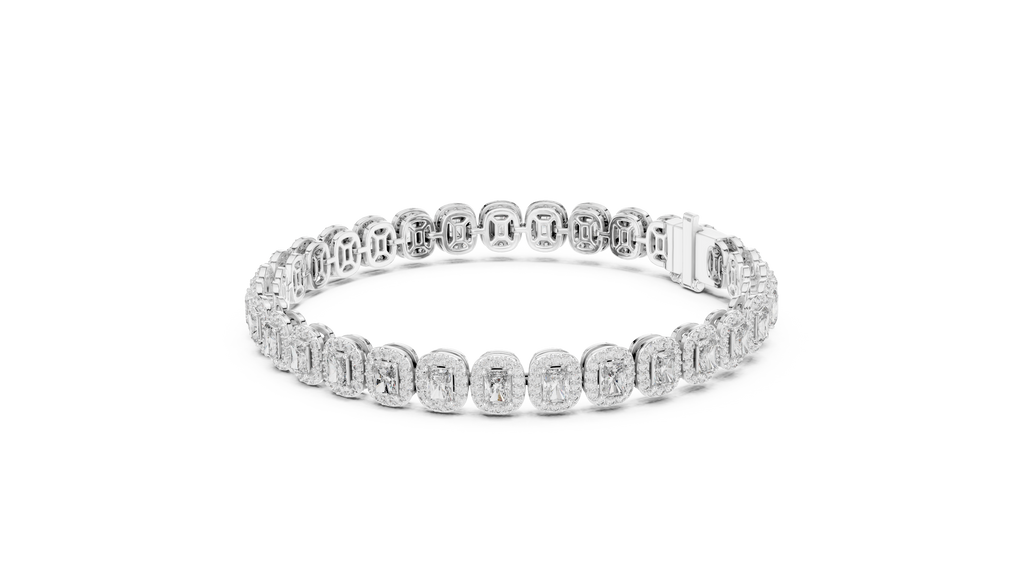 Radiant Cut Diamond Halo Tennis Bracelet