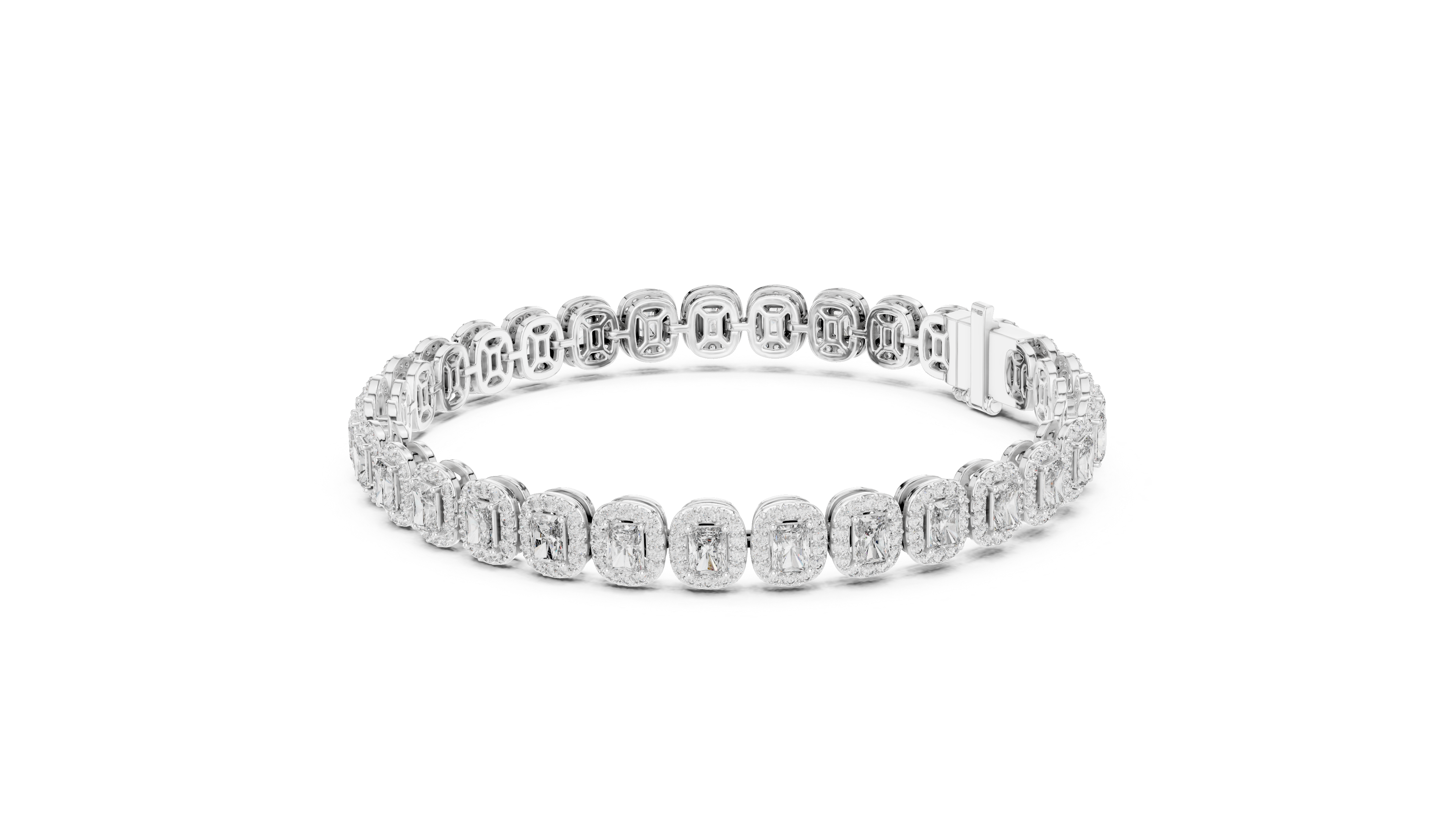 Radiant Cut Diamond Halo Tennis Bracelet