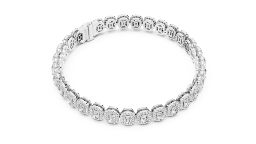 Radiant Cut Diamond Halo Tennis Bracelet