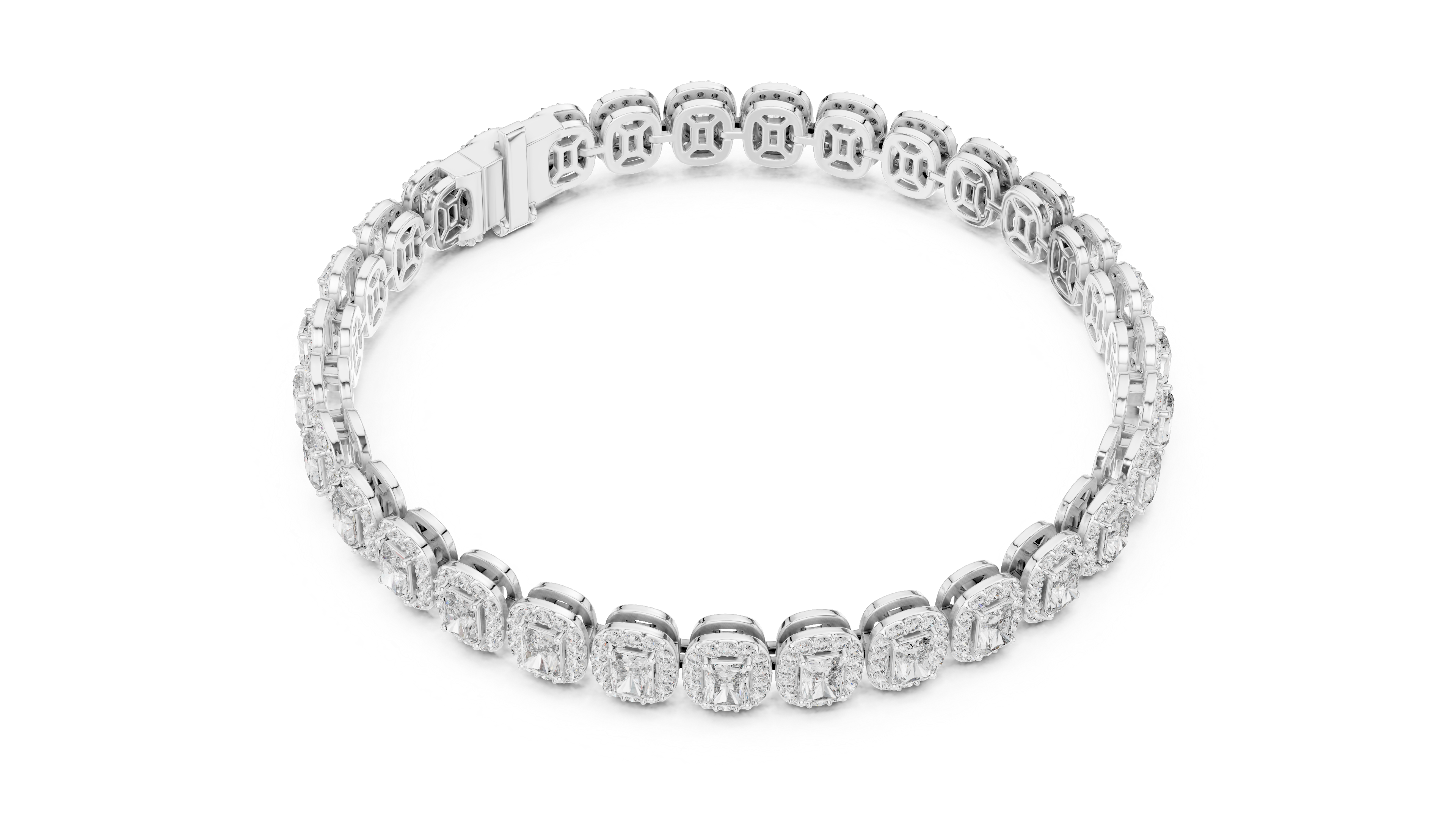 Radiant Cut Diamond Halo Tennis Bracelet