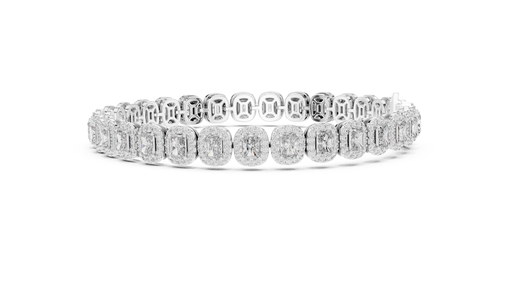 Radiant Cut Diamond Halo Tennis Bracelet