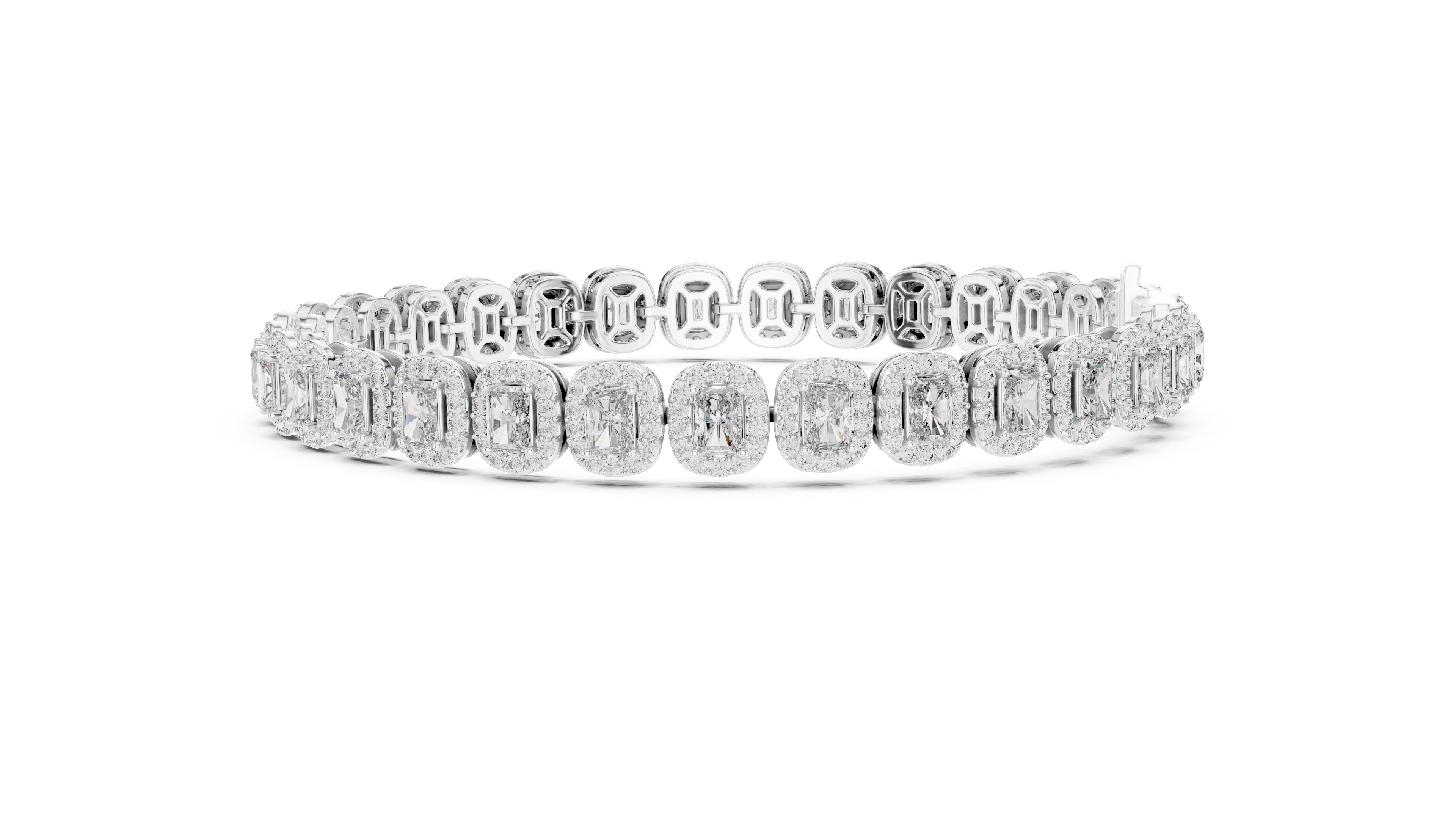 Radiant Cut Diamond Halo Tennis Bracelet