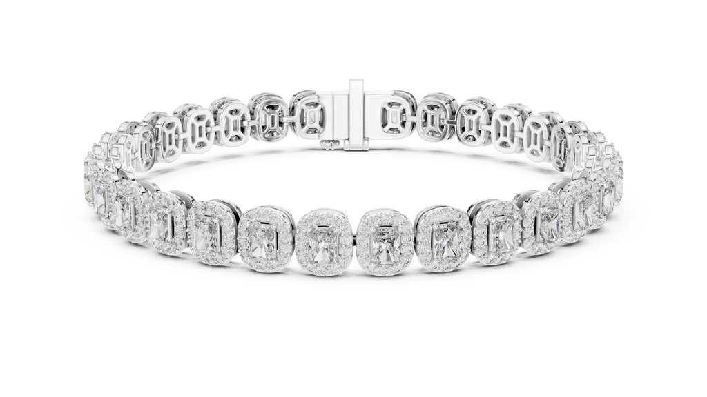 Radiant Cut Diamond Halo Tennis Bracelet