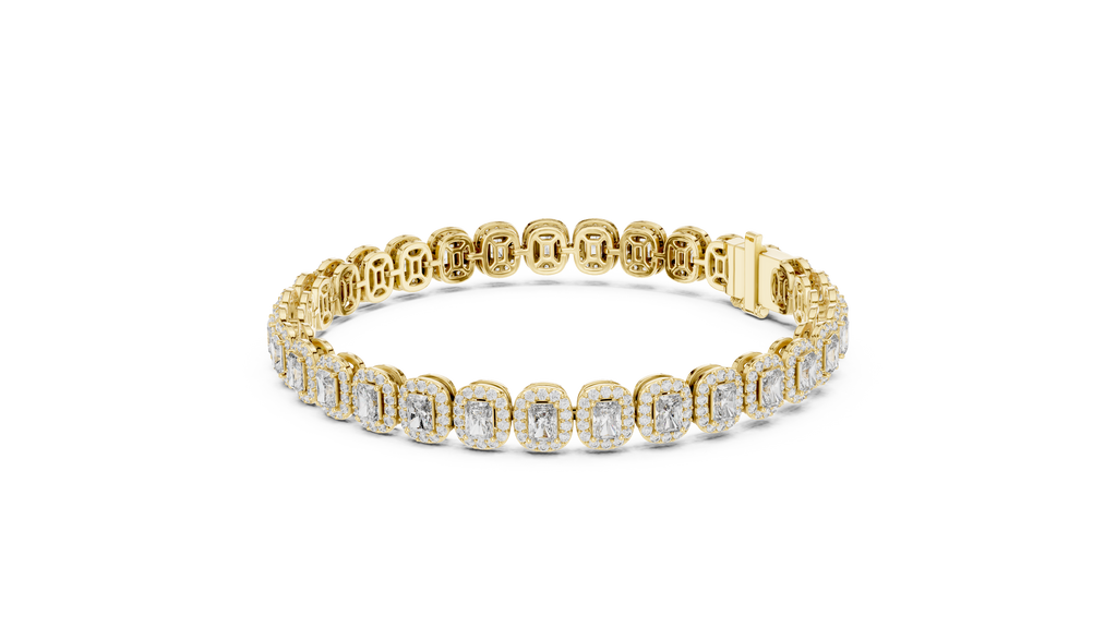 Radiant Cut Diamond Halo Tennis Bracelet