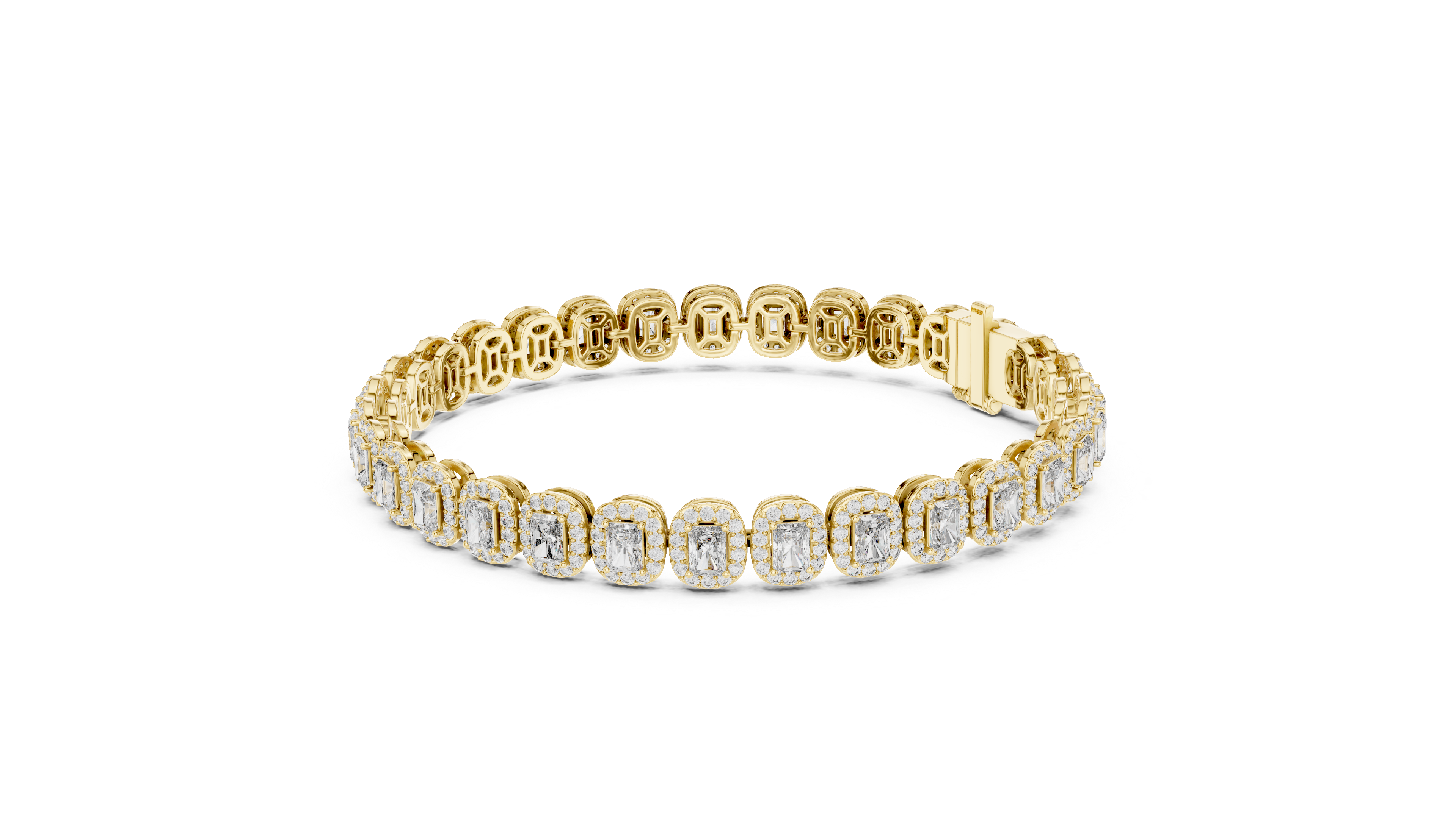 Radiant Cut Diamond Halo Tennis Bracelet