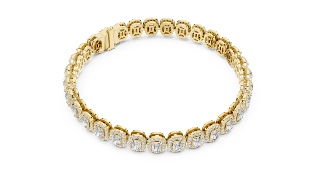 Radiant Cut Diamond Halo Tennis Bracelet
