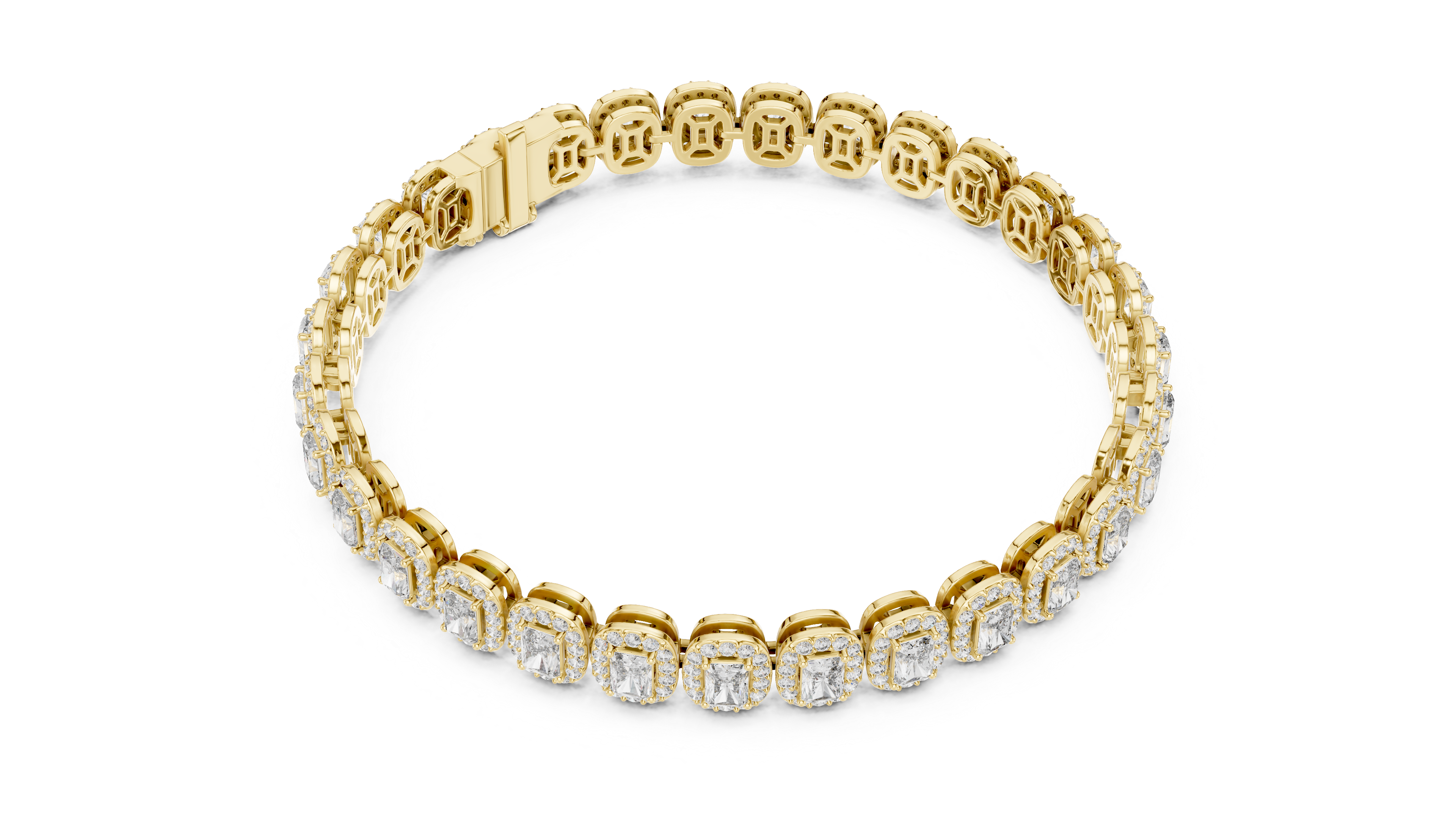 Radiant Cut Diamond Halo Tennis Bracelet