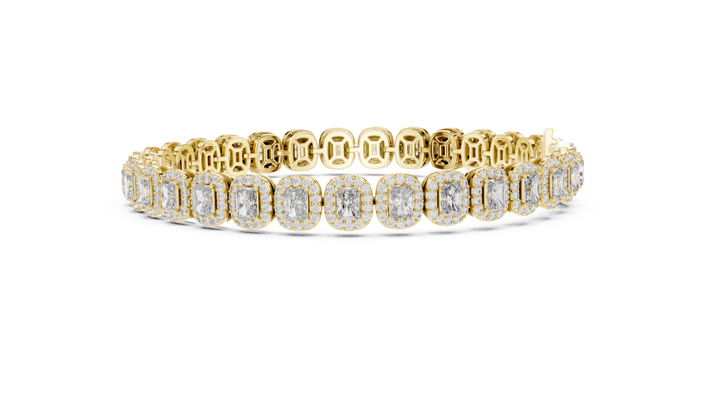 Radiant Cut Diamond Halo Tennis Bracelet