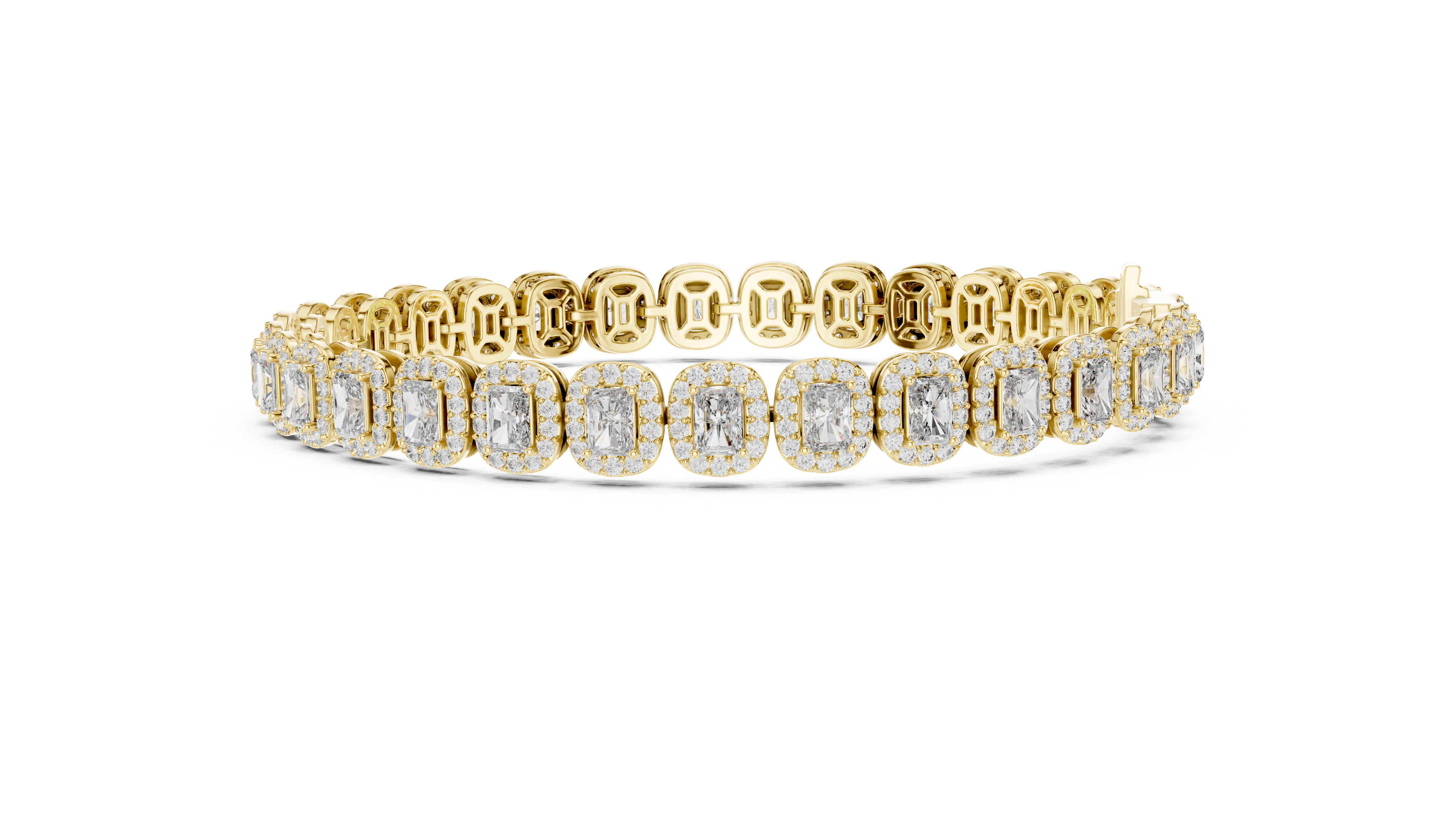 Radiant Cut Diamond Halo Tennis Bracelet