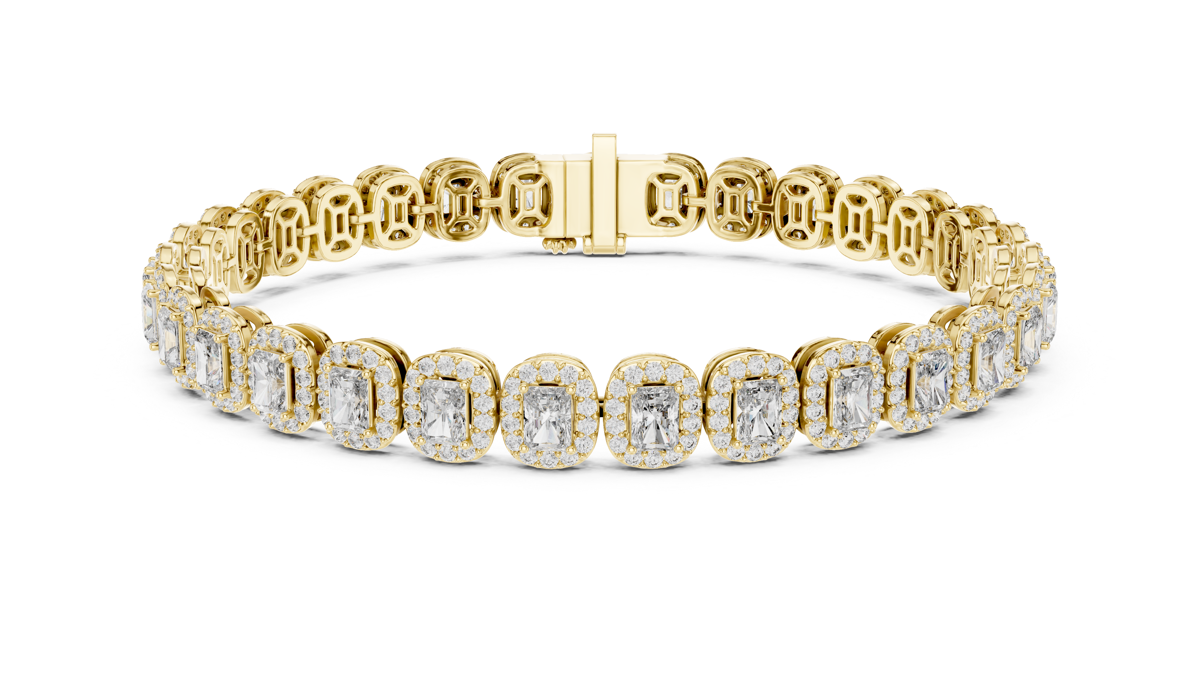 Radiant Cut Diamond Halo Tennis Bracelet